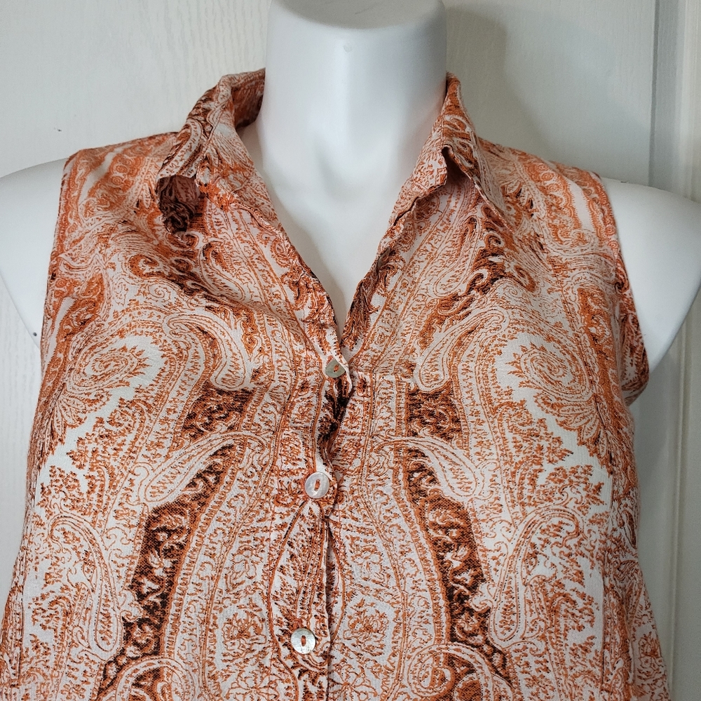 Label Ritu Kumar Orange Sleeveless Top - Picture 2 of 10